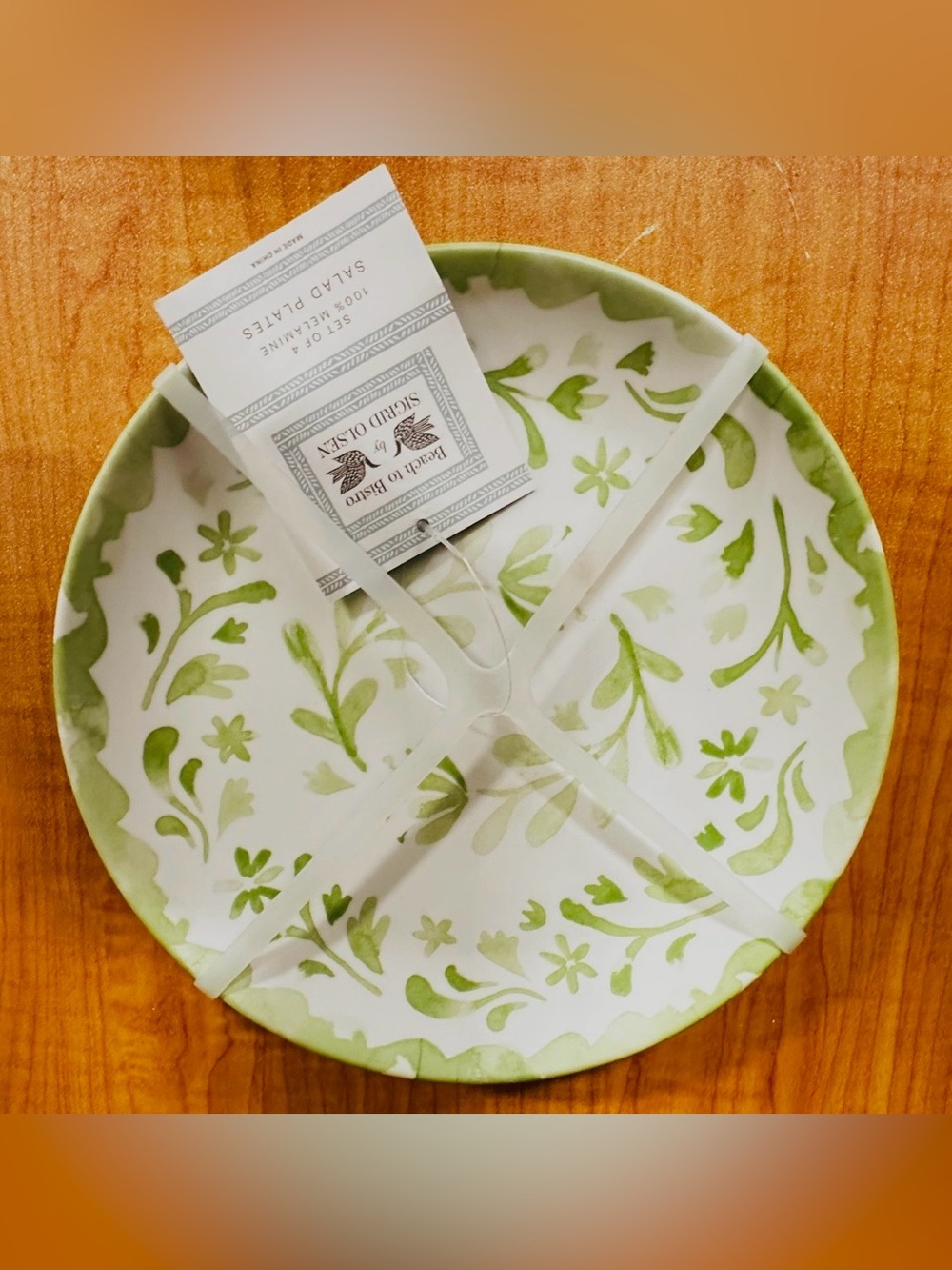 SIGRID OLSEN 4-Set Green Floral Heavt Melamine side plate 7.75”